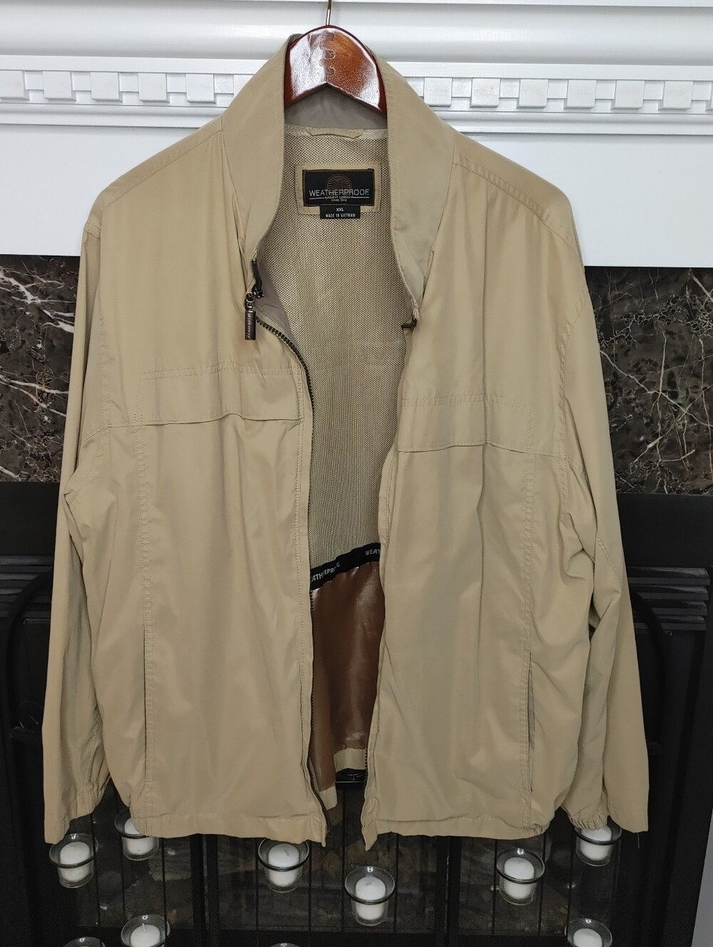 WEATHERPROOF GARMENT MENS LIGHTWEIGHT DRESSY JACKET, TEA LEAF (TAN) XXL
